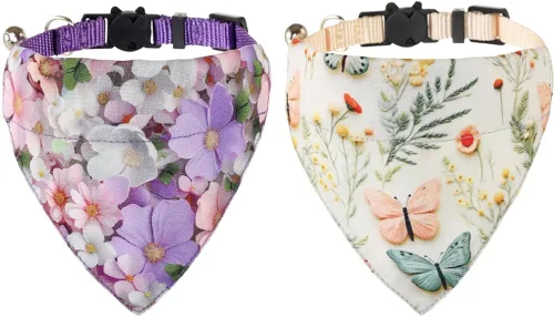 Miniatura 5 de Collares de gato KZHAREEN para Pascua, separables con bandana y campana, collar ajustable para gatito, perrito pequeño, niñas y niños Pascua-2