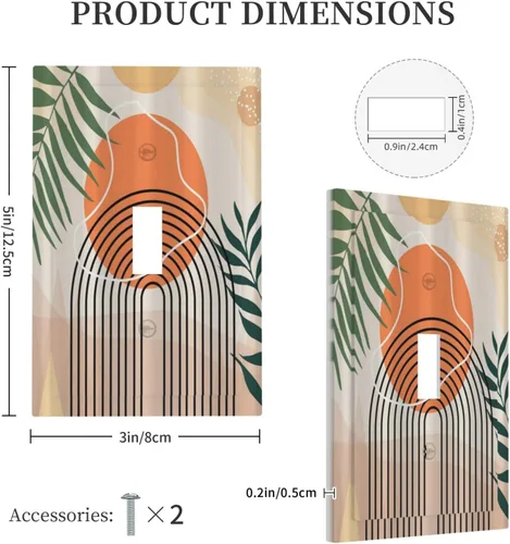 Miniatura 5 de Cubiertas Decorativas para Placas de Interruptor Abstracto Moderno de Mediados de Siglo Arco Boho Sol Dorado Hoja 1 Gang Placa de Pared Cubierta
