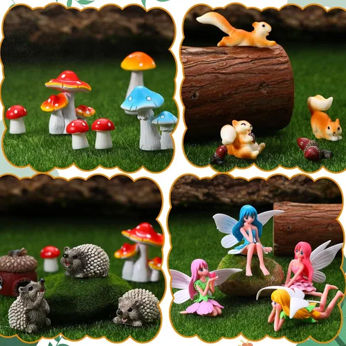 Miniatura 2 de 20 accesorios de jardín de hadas, adornos de jardín en miniatura, decoración de paisaje, mini figuras de hadas, juego de plantas de animales