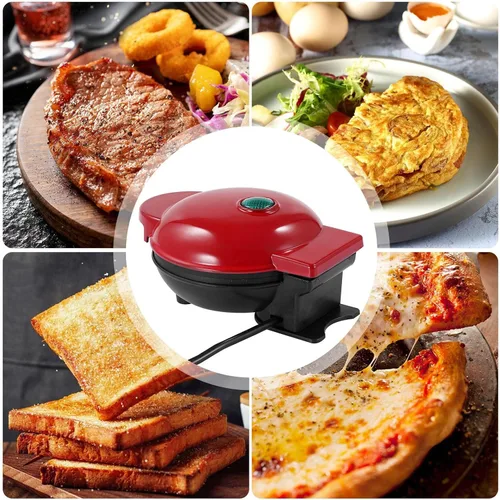 Miniatura 6 de Plancha pequeña para panqueques - Máquina para hacer panqueques, plancha redonda para panqueques individuales, galletas, huevos, sartén