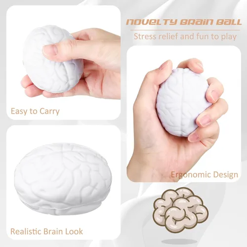 Miniatura 2 de Jenaai Pelota antiestrés para el cerebro de Halloween, 2.76 pulgadas, de poliuretano, ejercicio muscular, para la mano, divertido alivio del estrés