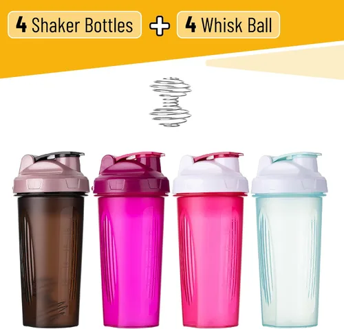 Miniatura 2 de Mr. Pen- Botellas agitadoras para mezclas de proteínas, 28 onzas, paquete de 4 Botella colorida de la coctelera de la proteína con la bola
