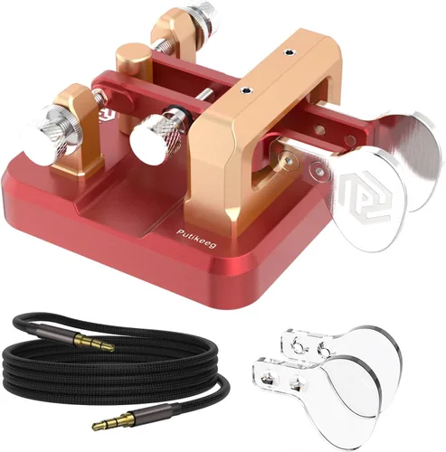 Miniatura 9 de CW Key Morse Code Key Morse Telegraph Key Morse Code Key Aleación de aluminio CW Código Morse clave Base cuadrada Azul