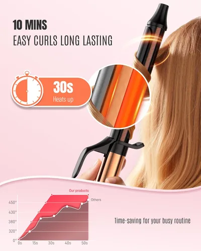 Miniatura 4 de 1.25 Inch Long Barrel Curling Iron – Ceramic Extra-Long Wand for Smooth Curls & Long-Lasting Beach Waves