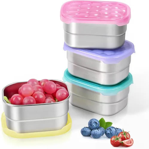 Miniatura 21 de Tanjiae Recipientes Pequeños de Acero Inoxidable para Almuerzo para Niños A Prueba de Fugas Sin BPA Recipientes para Aperitivos con Tapas