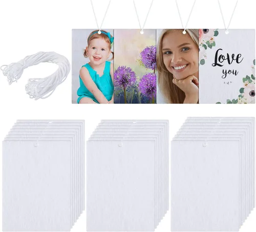 Maitys 25 Piezas Hojas en Blanco para Ambientador de Sublimación Ambientadores Colgantes con Aroma para Coche Hojas de Felpa en Blanco DIY con
