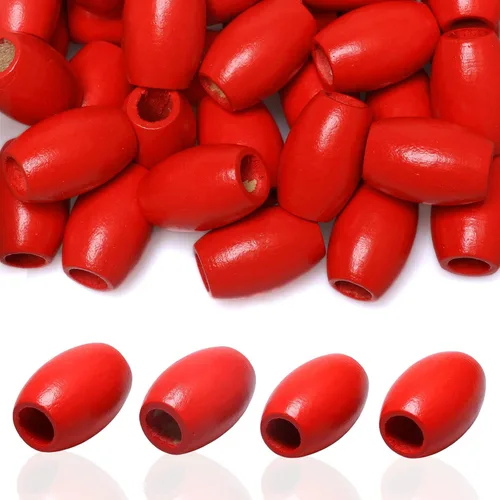 Miniatura 26 de 500 cuentas de madera ovaladas de 6 x 8mm, pequeñas cuentas espaciadoras de madera marrones con forma de grano de arroz, cuentas sueltas de madera