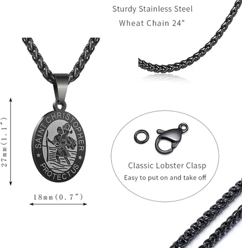 Miniatura 56 de P. BLAKE Collar ovalado de San Cristóbal, Miguel, José, Jude/Virgen María/José/Francisco/Patrick/Anthony/Benedict/Thomas para hombres y mujeres