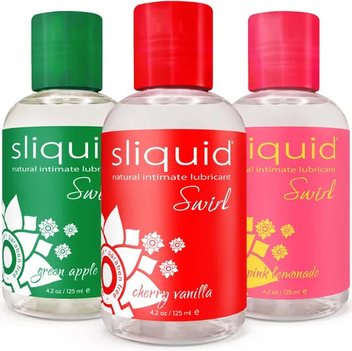 Sliquid Paquete variado de lubricantes con sabor a remolino, sabor a cereza vainilla, tarta de manzana verde y limonada rosa, ideas de regalo para