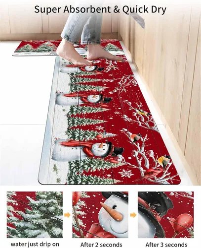 Miniatura 4 de Tapete de baño de muñeco de nieve para bañera, antideslizante, de secado rápido y absorbente, tierra de diatomeas, fregadero, dormitorio, cocina
