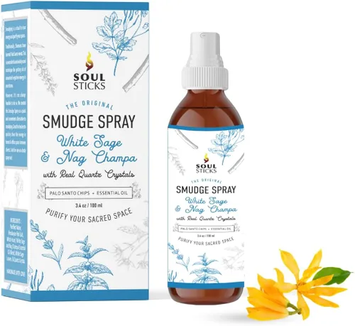 Miniatura 15 de SOUL STICKS Spray de Palo Santo y Sándalo para Limpieza y Energía Negativa Spray de Palo Santo 3.5oz con Cristales de Cuarzo Reales Spray