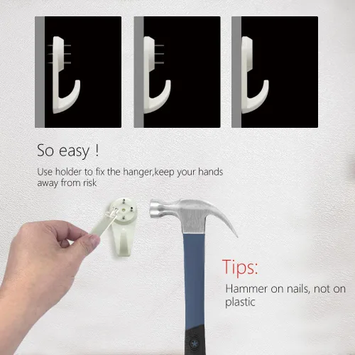 Miniatura 4 de Kit para colgar cuadros, ganchos de pared sin daños para marco, 68 clavos invisibles para hormigón, pared dura y pared de cemento (mezcla)
