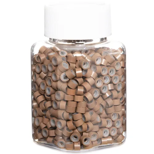 Miniatura 31 de 2500 piezas de cuentas de extensión de 5 mm negras, anillos micro con revestimiento de silicona, microenlaces punta I para extensiones de cabello