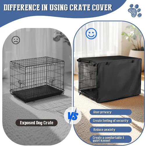 Miniatura 3 de kefit Funda para Jaula de Perro de 36 Pulgadas, Cubierta para Perrera para Jaula de Perro de Alambre, Negra Negro
