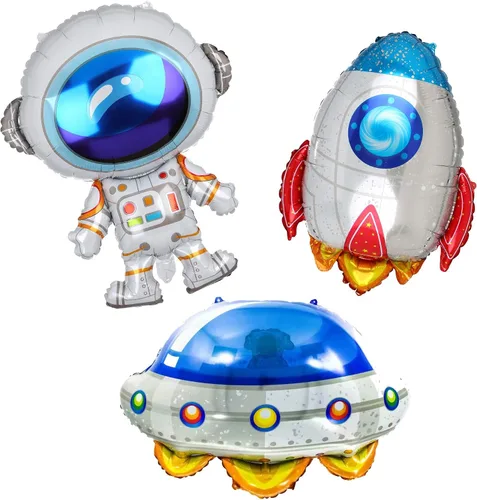 Miniatura 6 de 2 globos de aluminio con forma de astronautas grandes de Mylar para decoración de fiesta de cumpleaños con temática espacial del universo