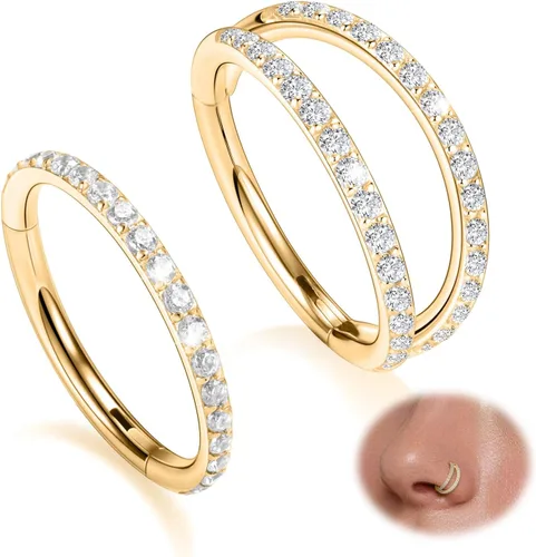 Miniatura 14 de GAGABODY 2 piercings para la nariz, calibre 20G, 18G, 16G, 14G, 12G, 10G, 8G, acero quirúrgico, tabique, cartílago, hélice, trago, concha, daith