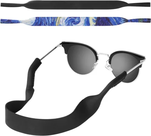 Miniatura 13 de MoKo Retenedor de lentes de neopreno (paquete de 2) de ajuste universal, retenedor de lentes de sol deportivos sin cola, correa de gafas de sol