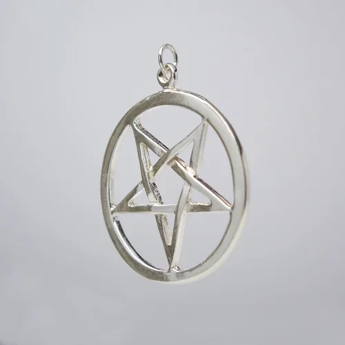 Miniatura 3 de Colgante de pentagrama de pentáculo invertido de plata de ley, Metal, No es una piedra preciosa