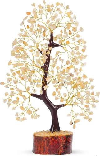 Árbol de cristal de aventurina amarilla, árbol de piedras preciosas, cristales curativos y piedras, decoración de escritorio de árbol de gemas,