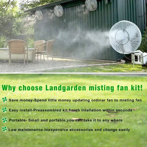 Miniatura 2 de Kit de ventilador de nebulización al aire libre para una brisa fresca de patio, rociador de agua para refrigeración al aire libre, línea