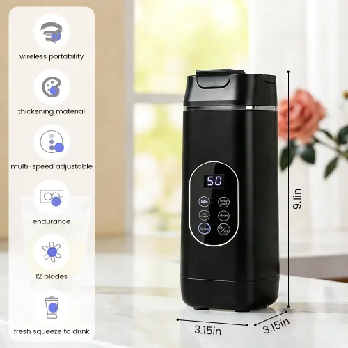 Miniatura 2 de Licuadora personal portátil, recargable por USB con 12 cuchillas de acero inoxidable, mini licuadora para batidos, viajes, gimnasio y aventuras al