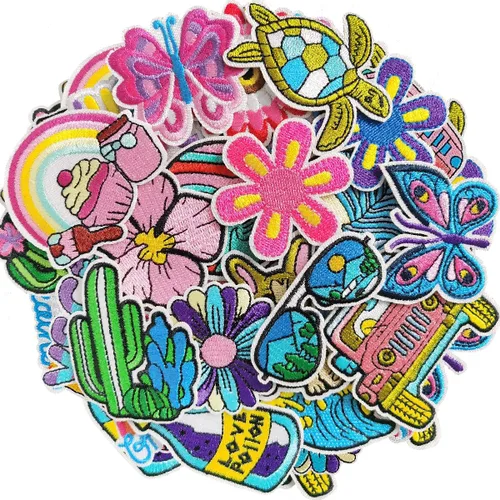 Miniatura 10 de AXEN 60 parches bordados para planchar, accesorios de bricolaje, parches decorativos surtidos aleatorios, bonitos apliques de costura