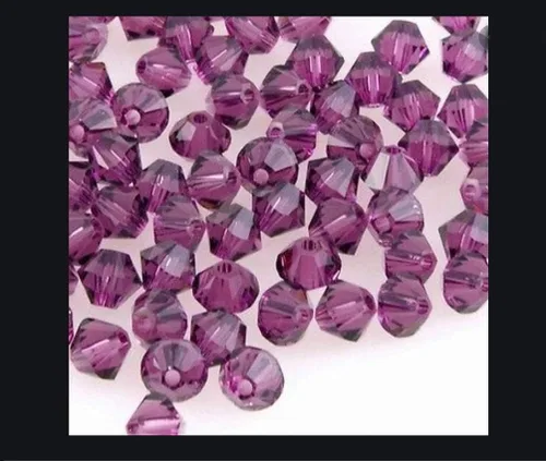 Miniatura 3 de 50 cuentas sueltas de cristal bicono facetado Preciosa de 0.236 pulgadas (0.236 in), amatista morada, compatibles con Swarovski 5301/5328