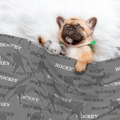 Miniatura 8 de Manta de bebé de hockey de 30 x 40 pulgadas, manta de forro polar reversible gris con diseño de hockey sobre hielo, manta de felpa ultrasuave