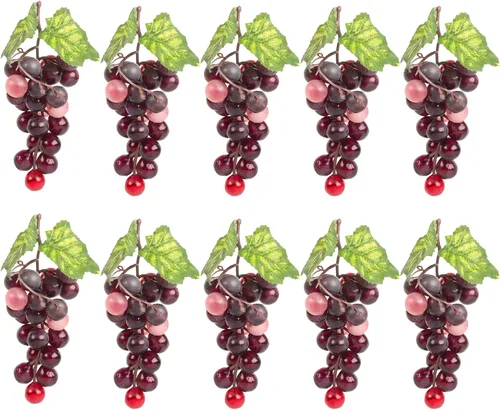 Miniatura 9 de 5 racimos de uvas falsas de goma, paquetes de uva falsa para el hogar, casa, cocina, fiesta, boda, fotografía, decoración, color negro