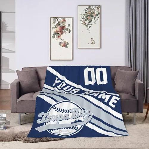Miniatura 13 de Wream Manta personalizada para fanáticos de la cama, regalo de béisbol con nombre y número de ciudad de béisbol, manta de forro polar de invierno