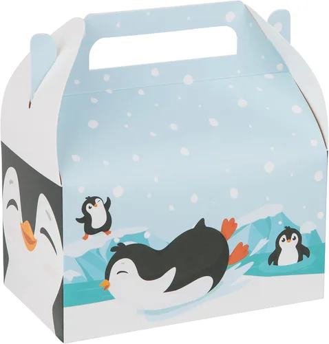 Cajas de regalo de fiesta de pingüinos, paquete de 10, cajas temáticas de suministros de pingüinos fáciles de montar, caja de galletas para regalo,