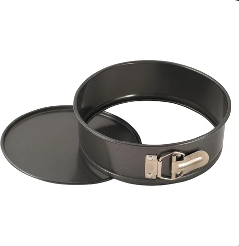 WINCO Molde desmontable con fondo desmontable, 8 pulgadas, acero aluminizado, negro