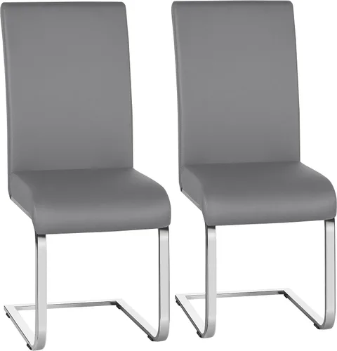 Miniatura 16 de Yaheetech Juego de 2 sillas de comedor modernas tapizadas de piel sintética con respaldo alto y patas metálicas cromadas para cocina, sala de estar