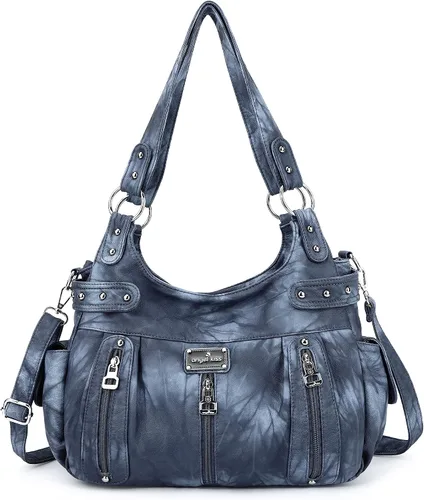 Angelkiss - Bolsos grandes para mujer, de piel sintética lavada, bolso cruzado de hombro