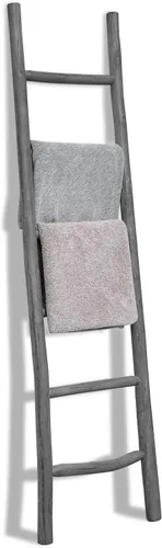 Miniatura 16 de FUIN Escalera de madera de 6 pies totalmente montada, para sala de estar, decorativa, para pared, inclinada, granja, soporte para colcha, toallero