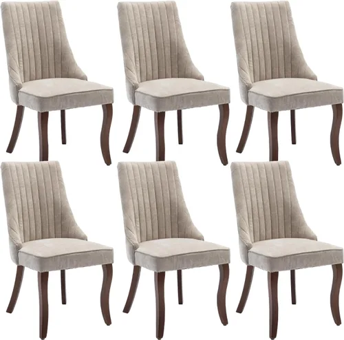 Miniatura 14 de Shenyon Juego de 4 sillas de comedor color beige, cómodas sillas de comedor tapizadas con canal de tela, sillas de cocina modernas para comedor