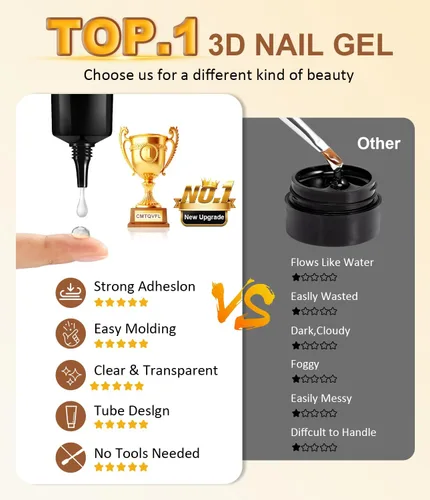 Miniatura 5 de No.1 Kit de efecto espejo de polvo de uñas cromado dorado metálico con 0.71 oz de gel 3D escultura de arte de uñas transparente 100% no tóxico