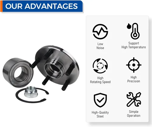 Miniatura 6 de PAROD 518509 [Juego de 2] Conjunto de rodamientos de cubo de rueda delantera para Lexus ES300 1992-2003, RX300 FWD 1999-2003, 1995, 2004 Toyota