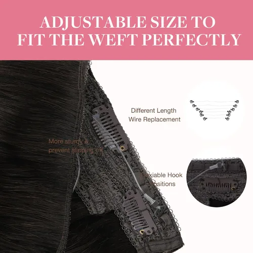 Miniatura 4 de GOO GOO Extensiones de cabello humano con alambre, color marrón oscuro, 12 pulgadas, 70 g , extensiones de cabello humano Remy, extensiones de #2A