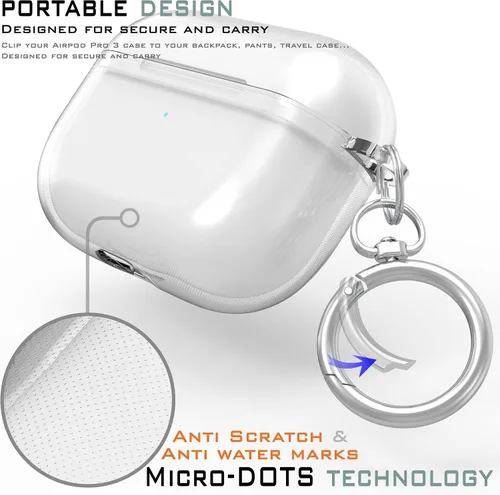 Miniatura 2 de Funda protectora de silicona híbrida compatible con AirPods 3, AirPods de 3ª generación 2021 con llavero delgado de dos piezas a presión en la funda
