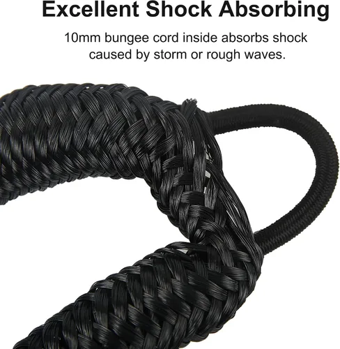 Miniatura 4 de Cuerda de amarre para lancha de 3.5 pies, paquete de 2 amarres para embarcaciones para acoplamiento de cables elásticos negros, accesorios
