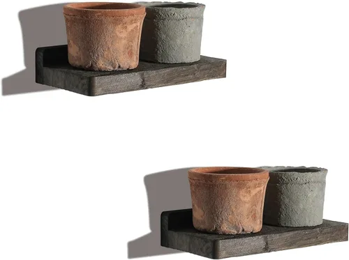 Miniatura 13 de Freezing point Pequeño estante flotante para pared, juego de 4 mini estantes de pared de madera natural de 4 pulgadas, decoración de plantas, negro