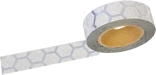 AllyDrew Washi Tapes - Cintas de enmascarar decorativas, colmena con purpurina plateada
