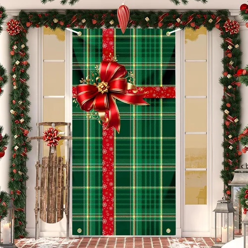 Miniatura 9 de Cubierta de puerta de Navidad, muñeco de nieve, decoración de fondo de fotografía grande, cartel de porche para invierno, interior y exterior