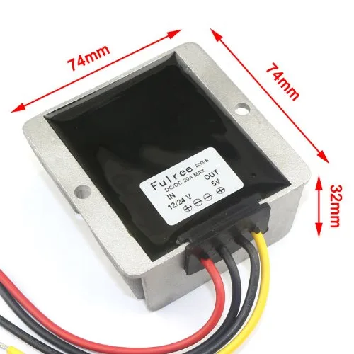 Miniatura 6 de DROK? Transformador reductor de voltaje CC-CC (12V/24V A 5 V 5A/25W) para autos , 1