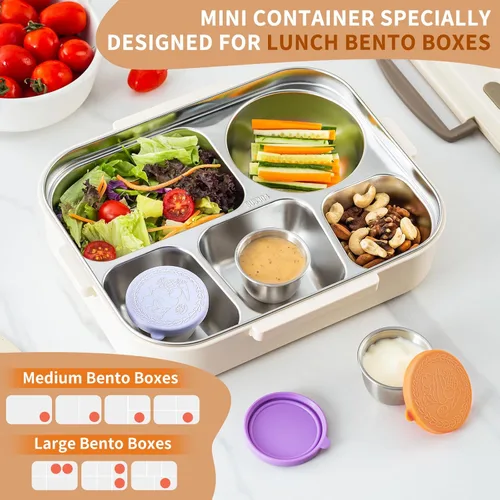Miniatura 5 de SANEXC Paquete de 8 - Recipientes pequeños de 2.4 oz para aderezo de ensalada para llevar, recipientes de condimentos a prueba de fugas con tapas