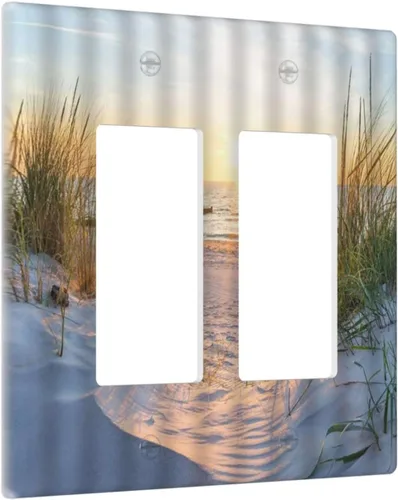 Miniatura 115 de Placa de pared de 1 cuadrilla, diseño de playa, océano, amanecer, mar, atardecer, cubierta de interruptor de luz en blanco, decorativo, sin