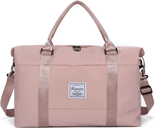 Miniatura 32 de KARRESLY Bolsa de viaje para mujer, bolsa de hombro para fin de semana, bolsa de deporte, gimnasio, bolsa de mano, impermeable, Beige