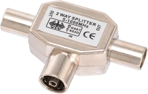 Bingfu Divisor coaxial de antena de 2 vías PAL TV IEC DVB-T 1 hembra a 2 macho RF adaptador interior conector 1 GHz 5-1000 MHz para conexiones