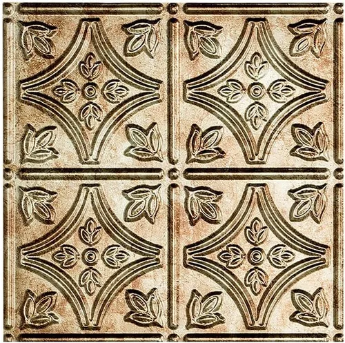 Miniatura 8 de FASÄDE Panel de techo decorativo de vinilo con pegamento de estilo tradicional y patrón 1 en níquel cepillado (muestra de 12 x 12 pulgadas)